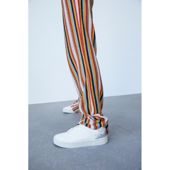 NWT Zara white glittery lace up sneakers US 10 - Picture 4 of 15